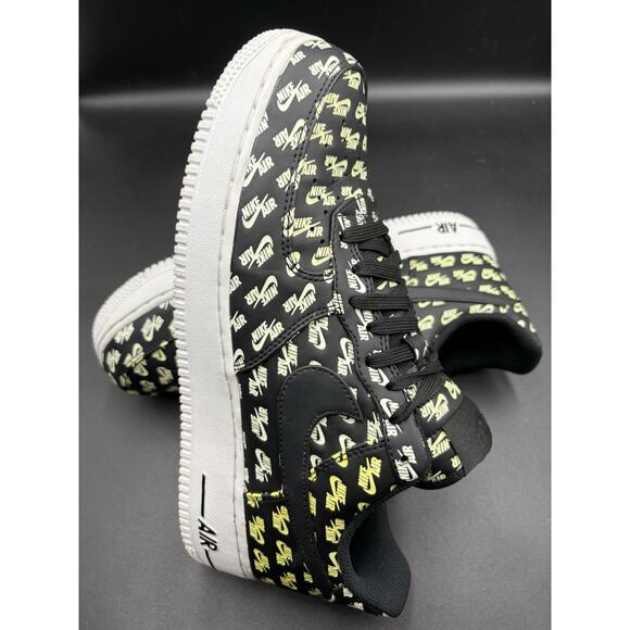 Size 9.5- Nike Air Force 1 \'07 QS Low All Over Logo Black main image 15